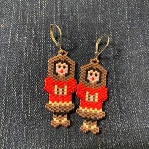 Eskimo earrings beads Christmas native alaska